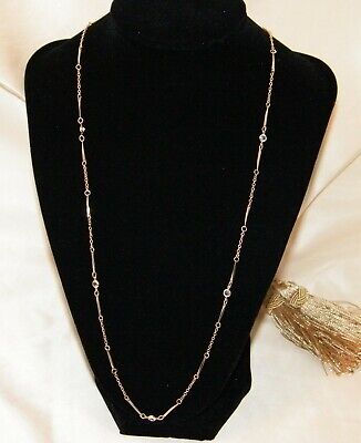 Elegant Faux Clear Crystal Gold-tone Bar & Chain Necklace . 23