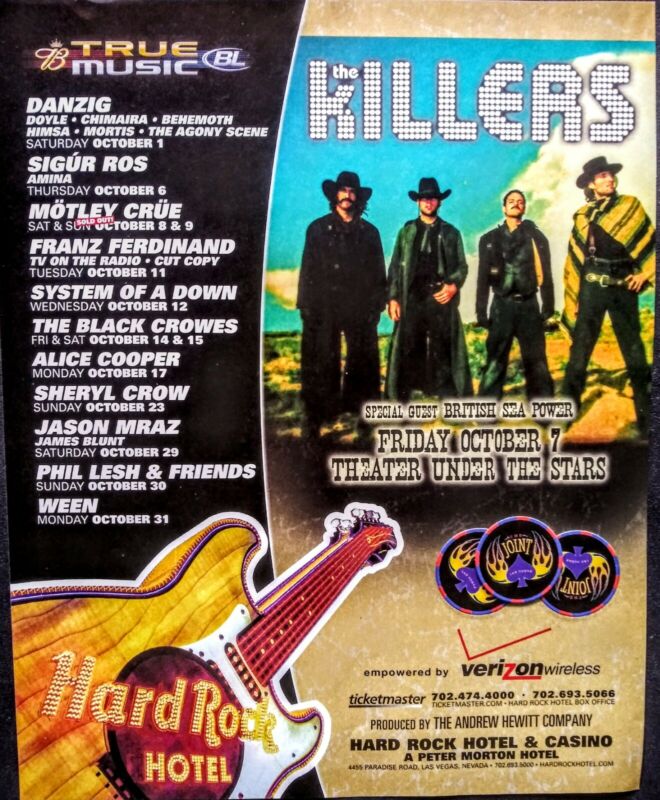 THE KILLERS 2005 HARD ROCK LAS VEGAS PROMO AD