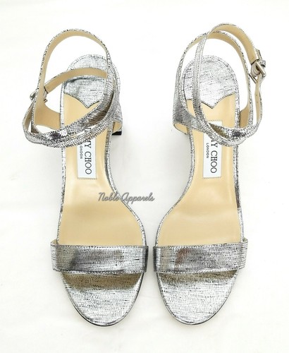 Pre-owned Jimmy Choo Women's Marine Leather High-heel Sandals Us 10 Eu 40 $650 Silver