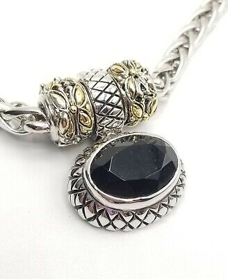 Vtg Choker Pendant Necklace Black Rhinestone Renaissance Jewelry STOCKO Clasp