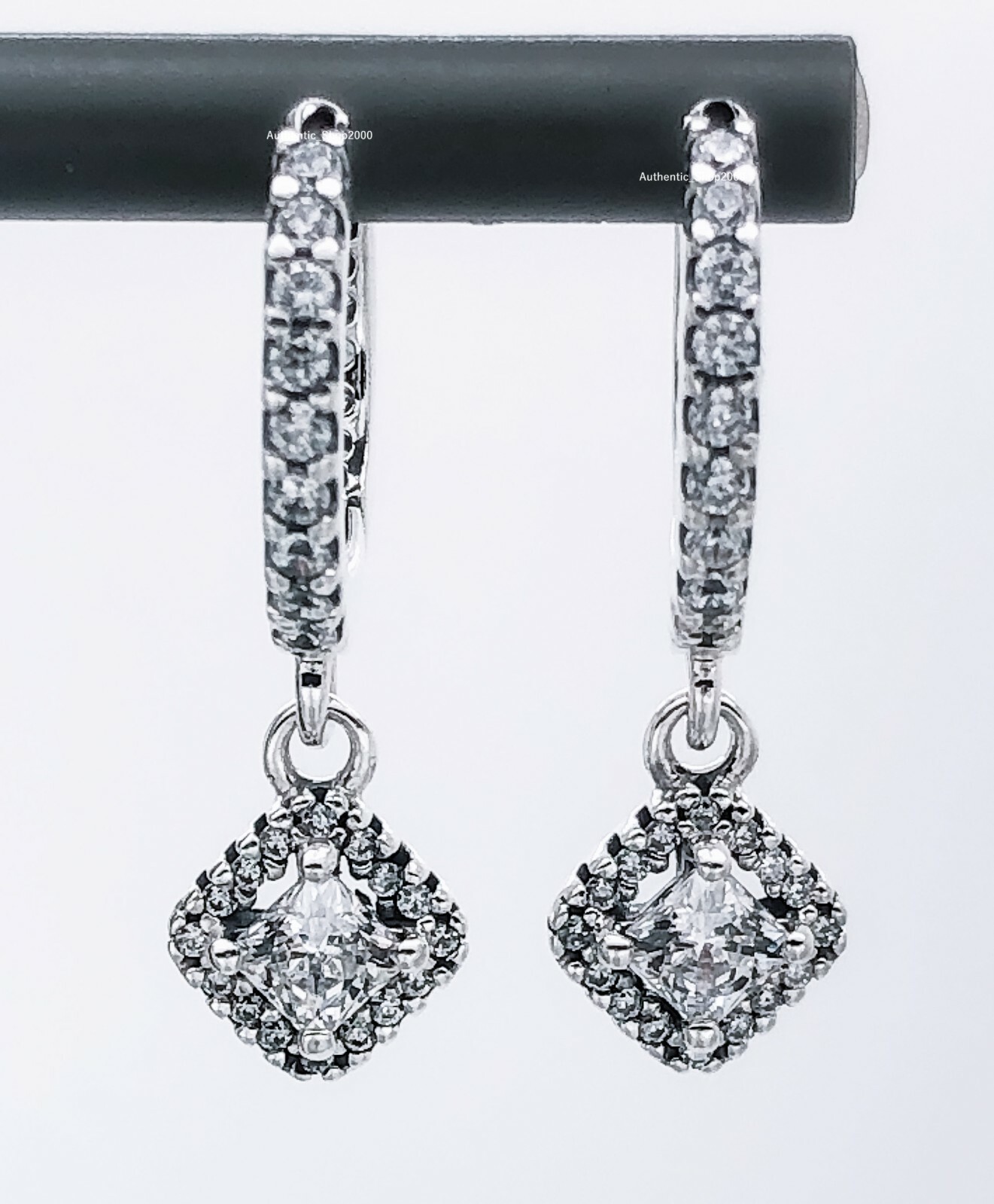 New Authentic PANDORA 925 Ale Silver Pave Sparkle Hoop Drop New Authentic PANDORA 925 Ale Silver Pave Sparkle Hoop Drop