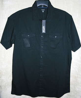 NWT APT 9 short sleeve Woven Casual Button-Front shirt Colors mens Cotton Blend