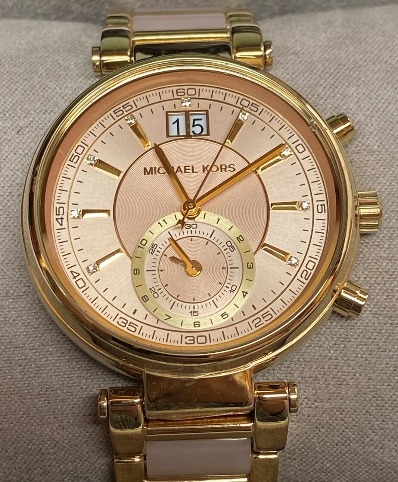 Michael Kors MK6360 Sawyer Rose Gold Dial Gold Tone