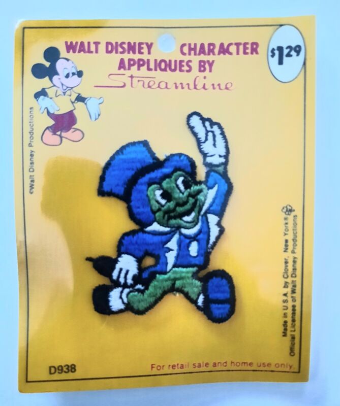 NIP Walt Disney Applique Patch by Streamline Jiminy Cricket D938 FREE SHIPPING