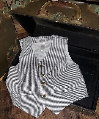 Janie and Jack Special Occasions White Blue Seersucker Vest Size 4 4T *22