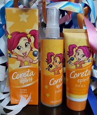 Jafra Coreta Spirit set (3 pcs)  Cologne , Hair Detangler&Glitter Body Cream