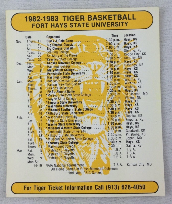 CBK 1982-83 Fort Hays State University UNFOLDED Basketball Pocket