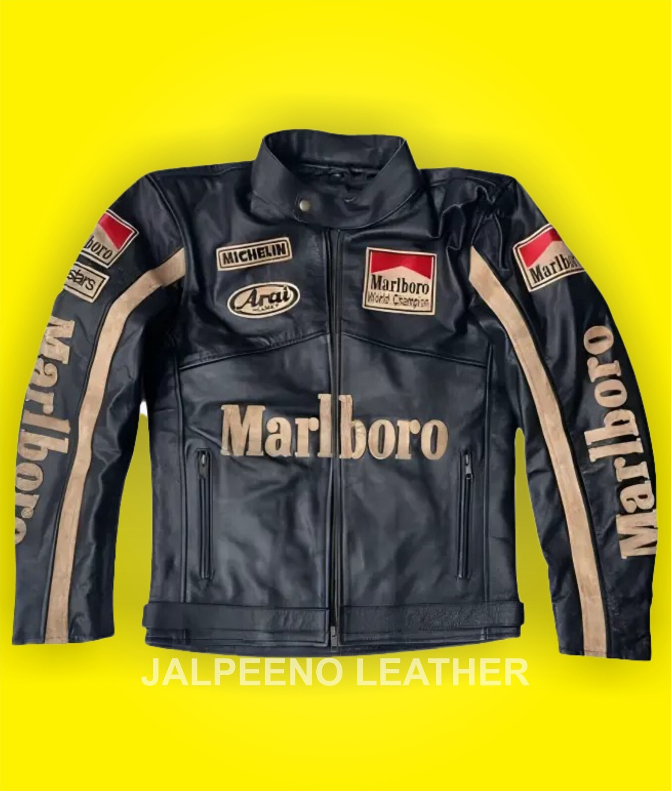 Marlbolo LEATHER JACKET 馬革 Marlboro Leather Motorcycle Jacket - Racing Motorcycle Jacket