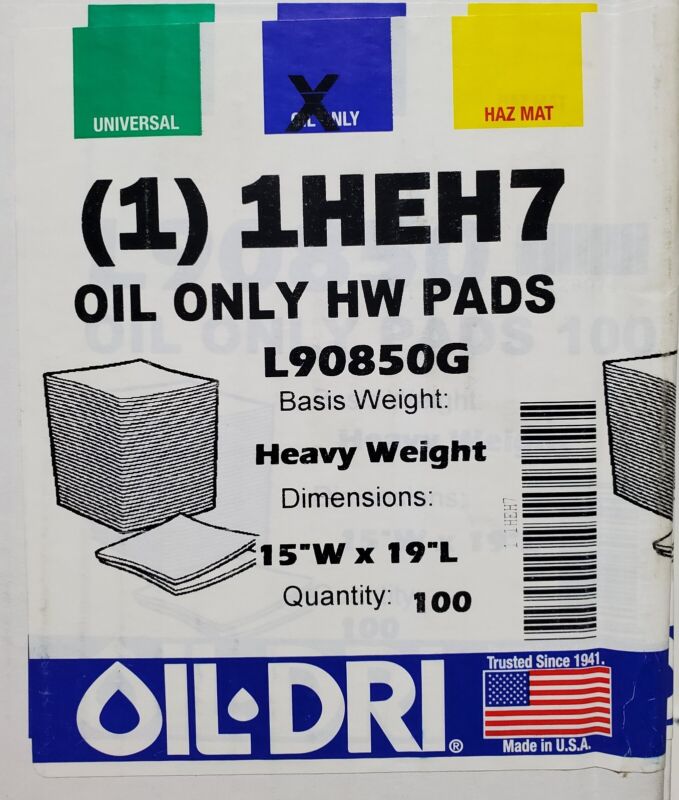 Oil-Dri L90850G Absorbent Pad~ Absorbs 20-26 Gallon ~Oil-ONLY~Quantity-100~1HEH7
