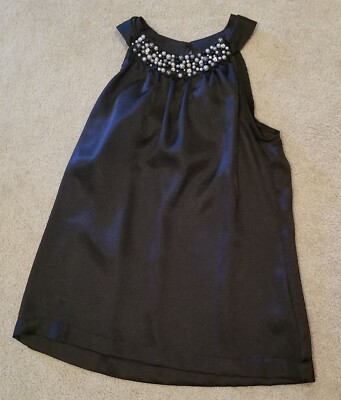 Apt. 9 Black Embellished Neck Summer Tank Top Size S