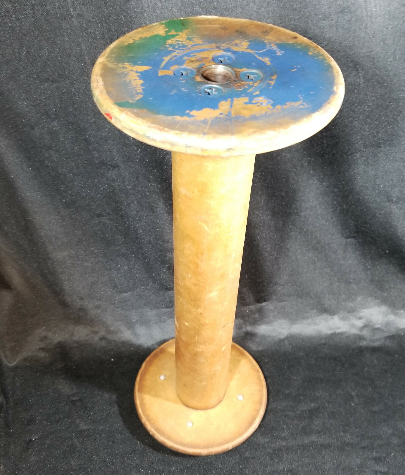 VINTAGE LARGE WOODEN INDUSTRIAL TEXTILE FACTORY SPOOL BOBBIN - 13