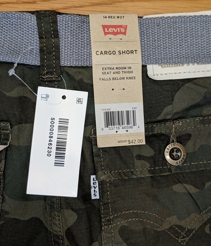 Levi's boy Camo Cargo Shorts(green) Sz 14 Reg W 27