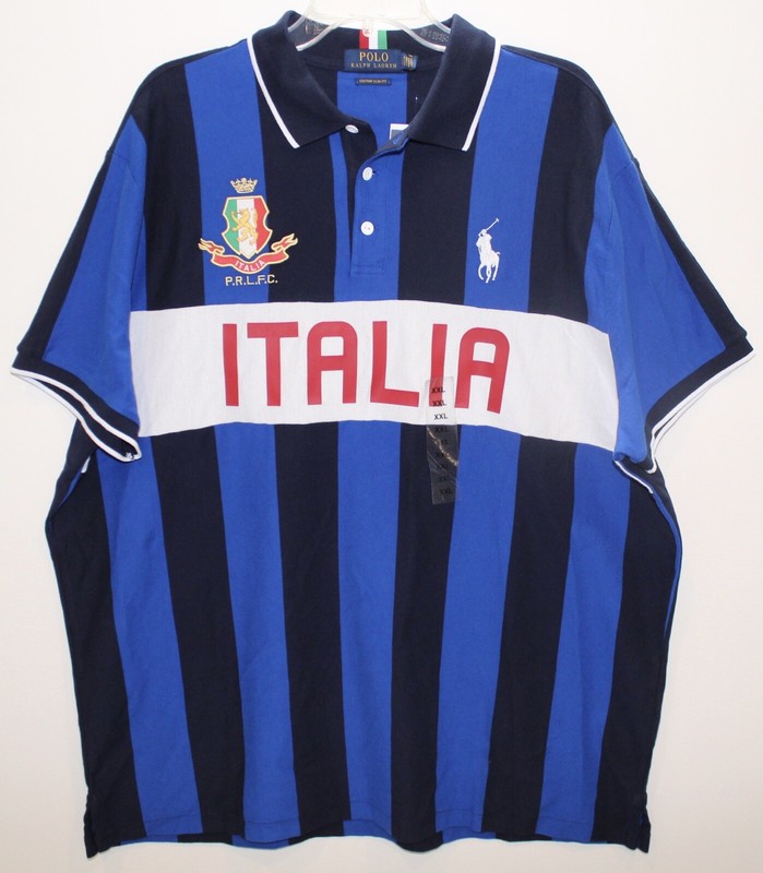 Polo Ralph Lauren Mens Blue Italia PRLFC Custom Slim Fit Rugby Shirt NWT XXL 2XL | eBay