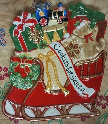 Fitz And Floyd First Ladies REGAN RED SLEIGH FIGURAL COOKIE PLATTER NIB