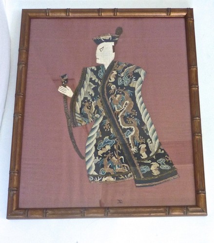 ANTIQUE Chinese KESI Qing Embroidered DRAGON  Robe FRAMED Fragments