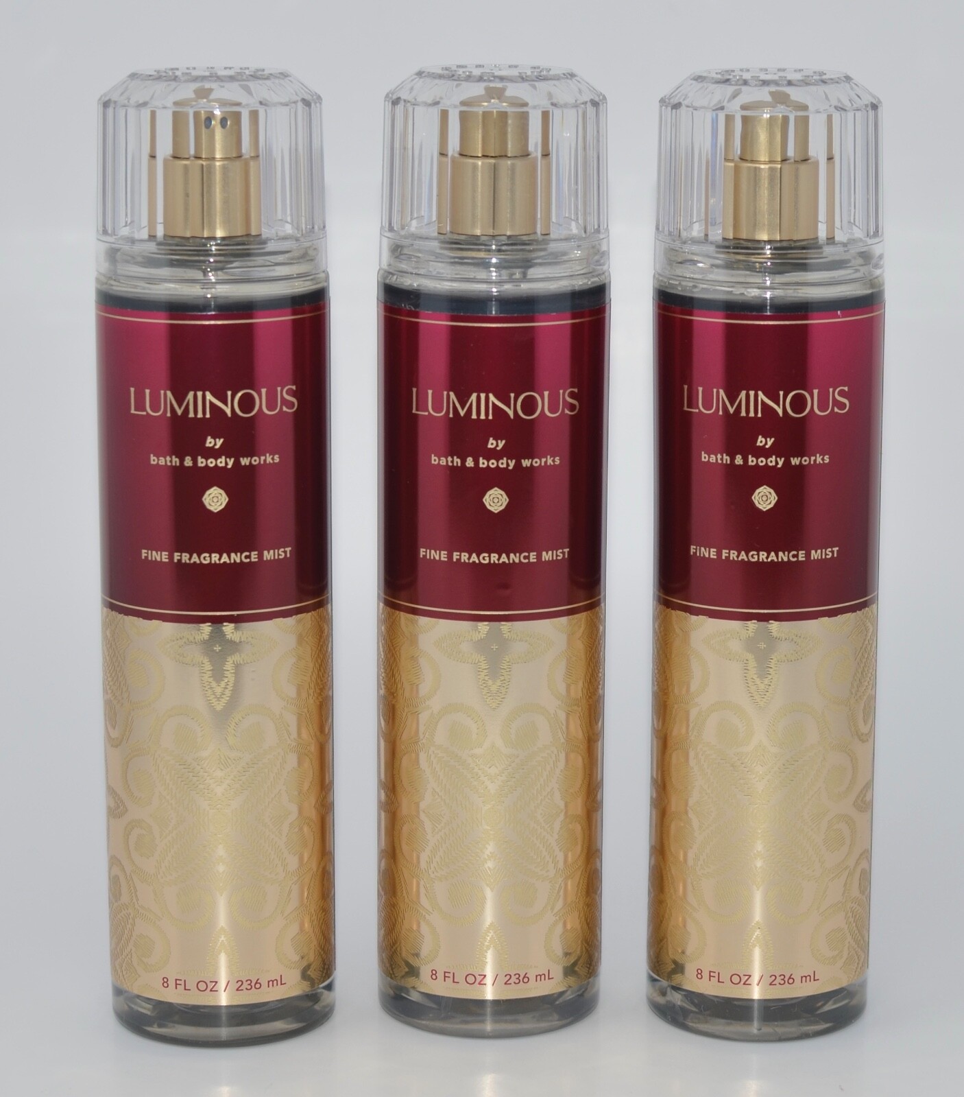 3 BATH & BODY WORKS LUMINOUS FINE FRAGRANCE MIST SPRAY 8 OZ