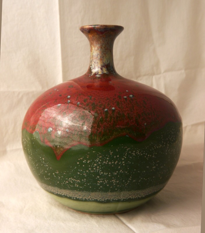 Speckle Glazed Vessel Weed Pot Vintage Hand Thrown Studio Art Pottery Vase