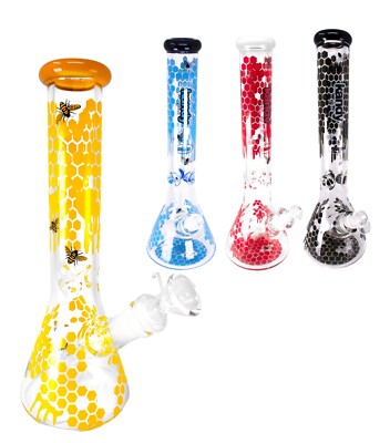15 inch bong beaker base 9mm glass honeycomb design