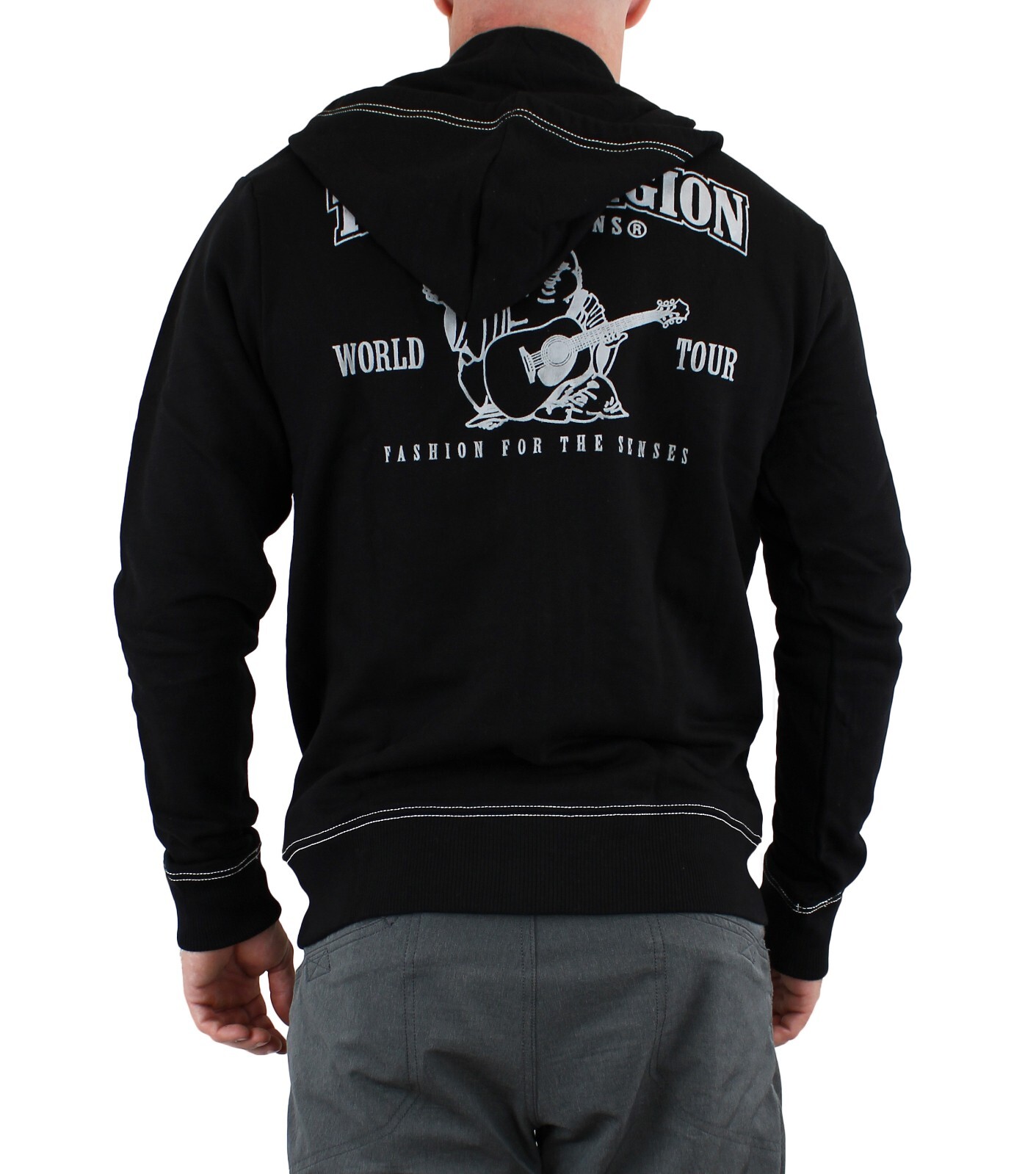 True Religion Men's Classic Buddha Full Zip Hoodie Graphic Print Jacket