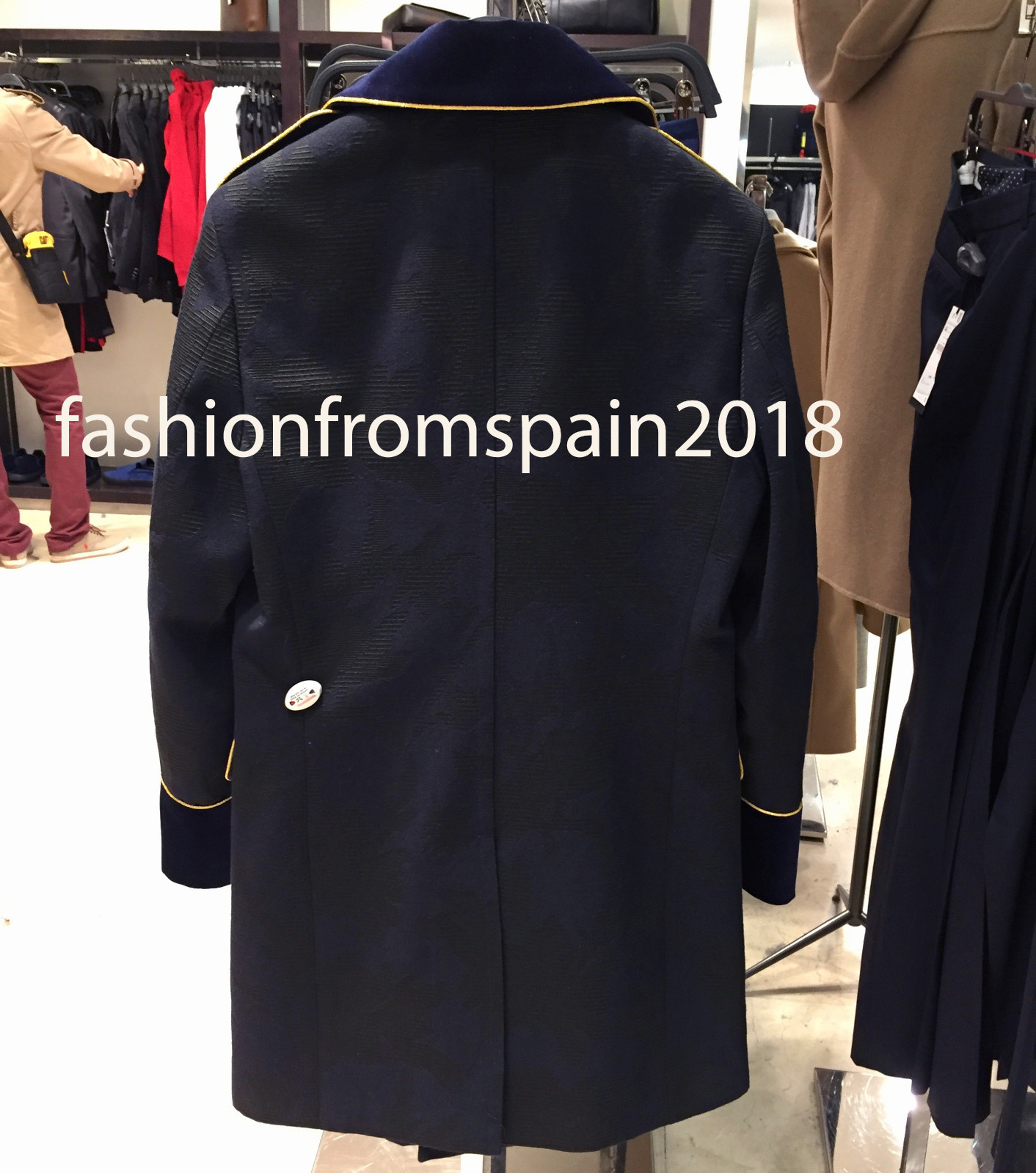 zara navy military coat