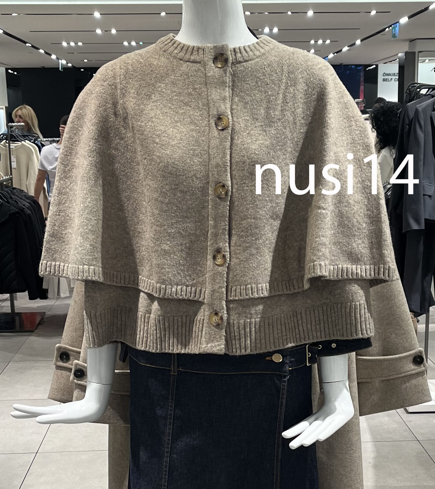 y2k ZARA maison special 変型ニット Mサイズ レア ZARA NEW WOMAN KNIT CAPE CARDIGAN BOLERO WITH WOOL MINK S,M