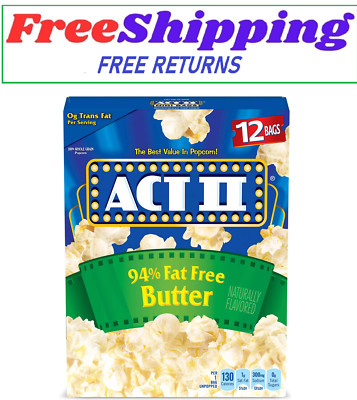 ACT II 94% Fat-Free Butter Microwave Popcorn 2.71 Oz, 12 Ct