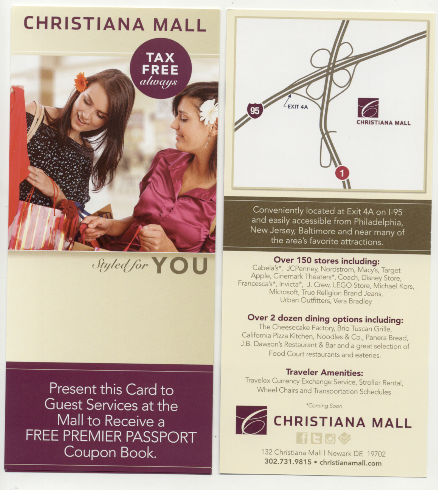 Christiana Mall Newark Delaware Rack Card | eBay