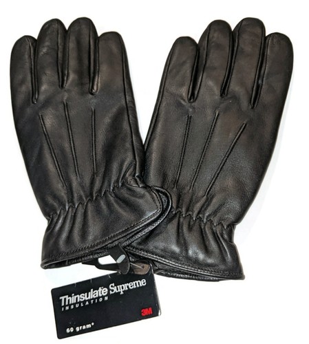 Aris Isotoner 60 Gram Thinsulate Men's Leather Gloves, Black