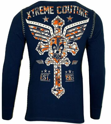 Xtreme Couture AFFLICTION Men's Thermal L/S SOLDIER OF FAITH Biker Wings
