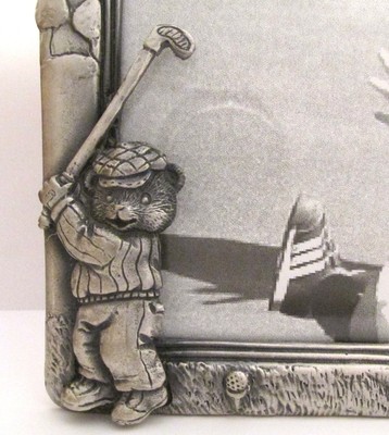Pewter Teddy Bear Golfer 3x5