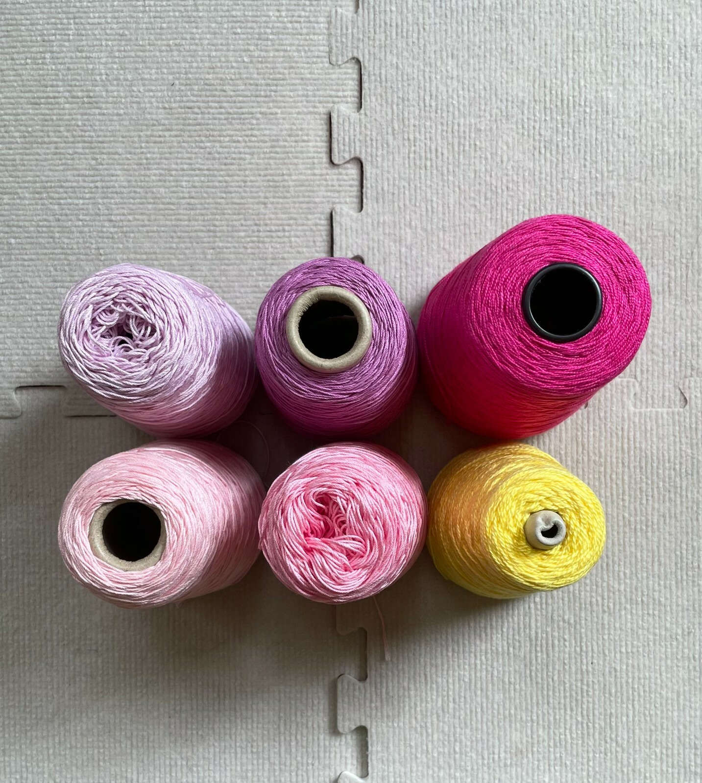 Mercerized Cotton Yarn Lot Pink Yellow Machine Knitting