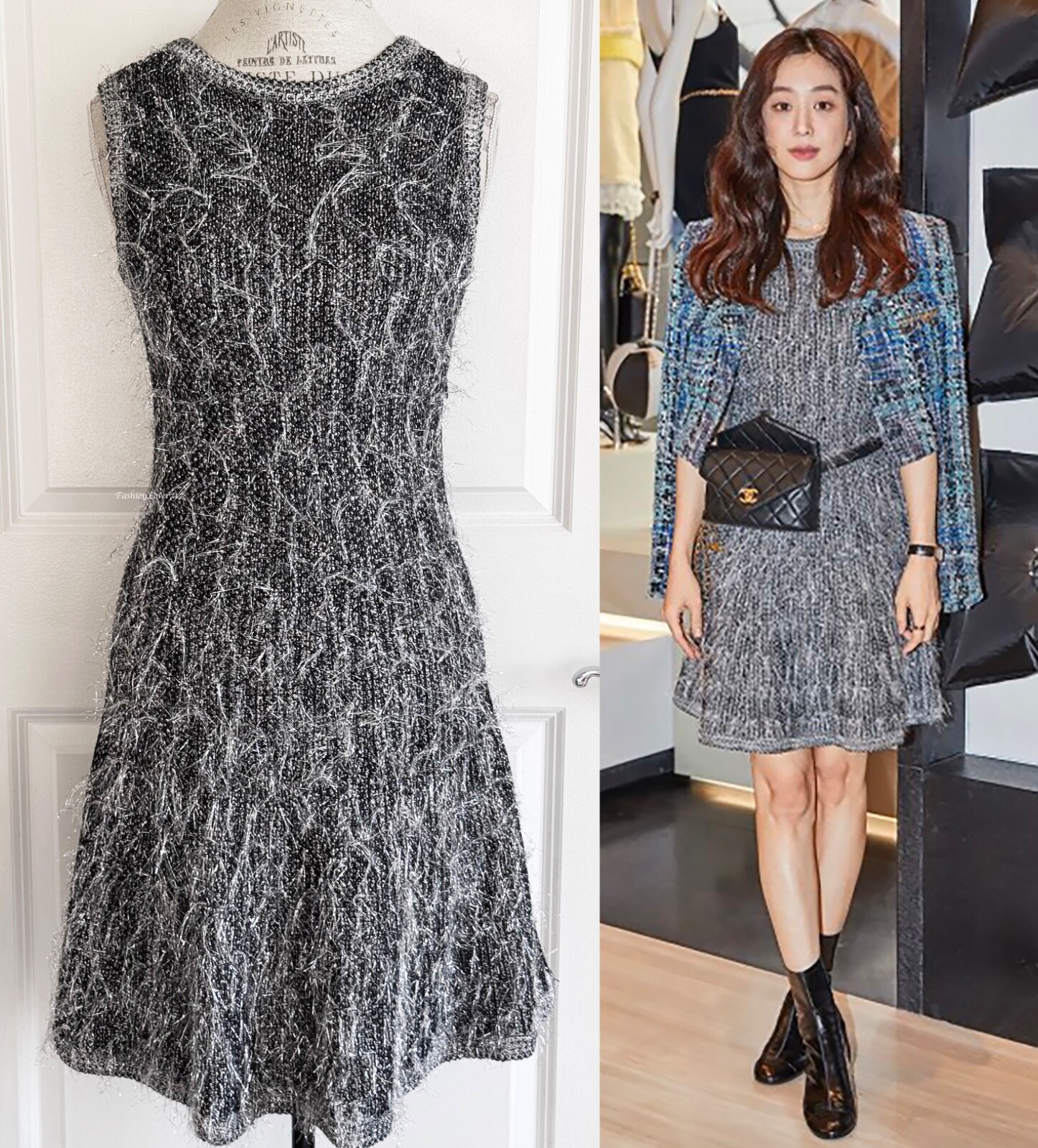 CHANEL 19P SILVER BLACK EYELASH CC LOGO MINI DRESS 38 | eBay CHANEL 19P SILVER BLACK EYELASH CC LOGO MINI DRESS 38 | eBay