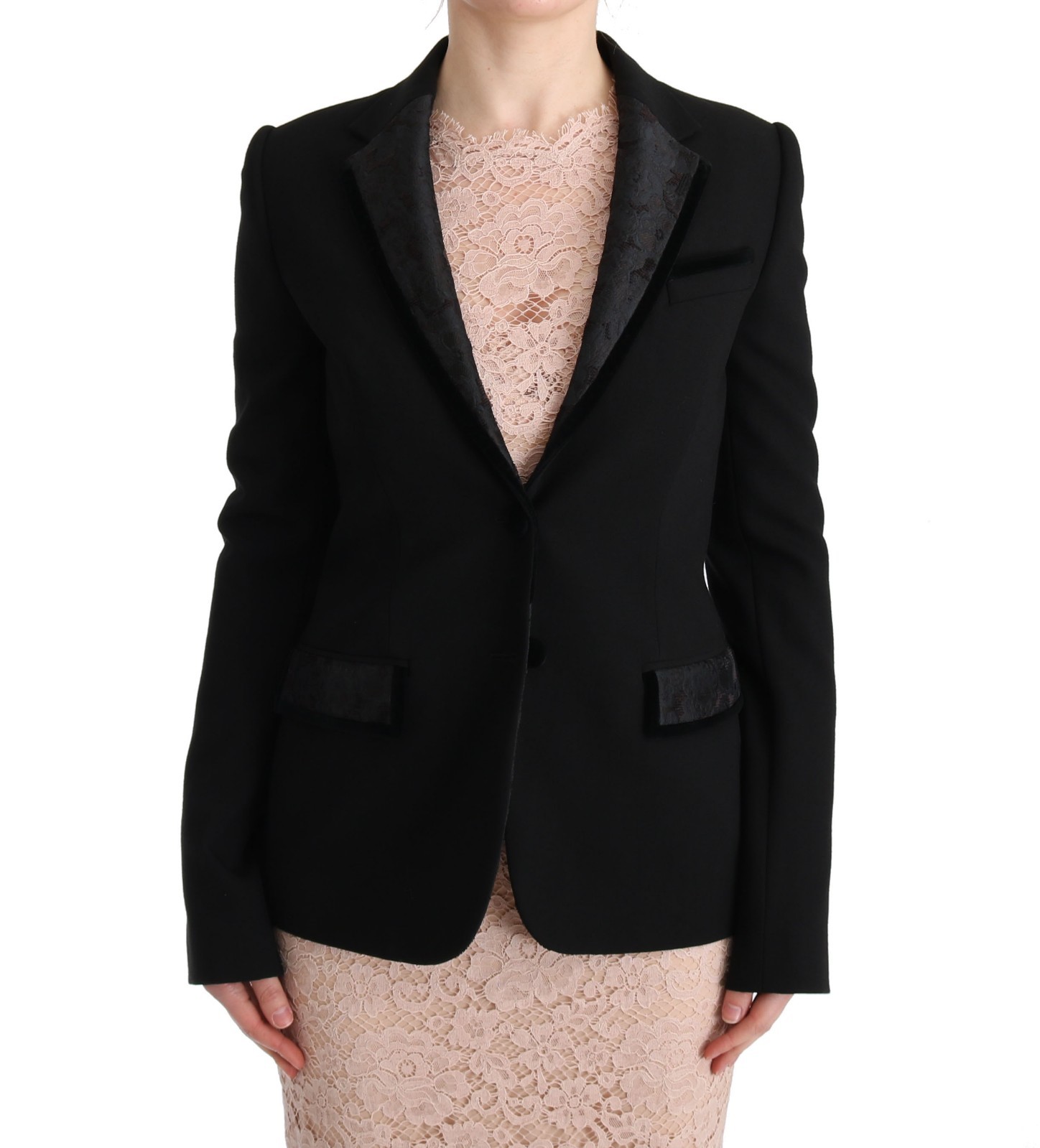 Pre-owned Dolce & Gabbana Jacket Blazer Black Floral Jacquard Slim It40 / Us6/ S Rrp $2200