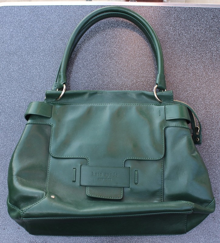 Details About Kate Spade New York Green Leather Purse Bag Handbag Floral Interior Authentic