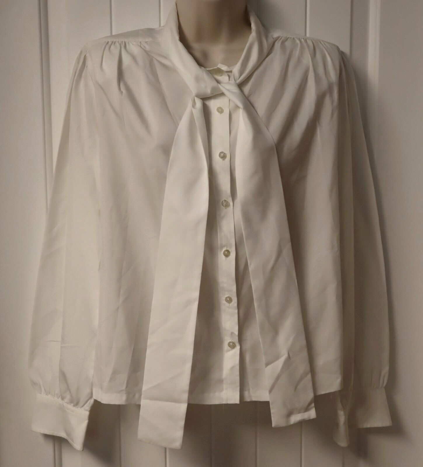 Vintage 80s CHARISMA long sleeve semi sheer white blouse
