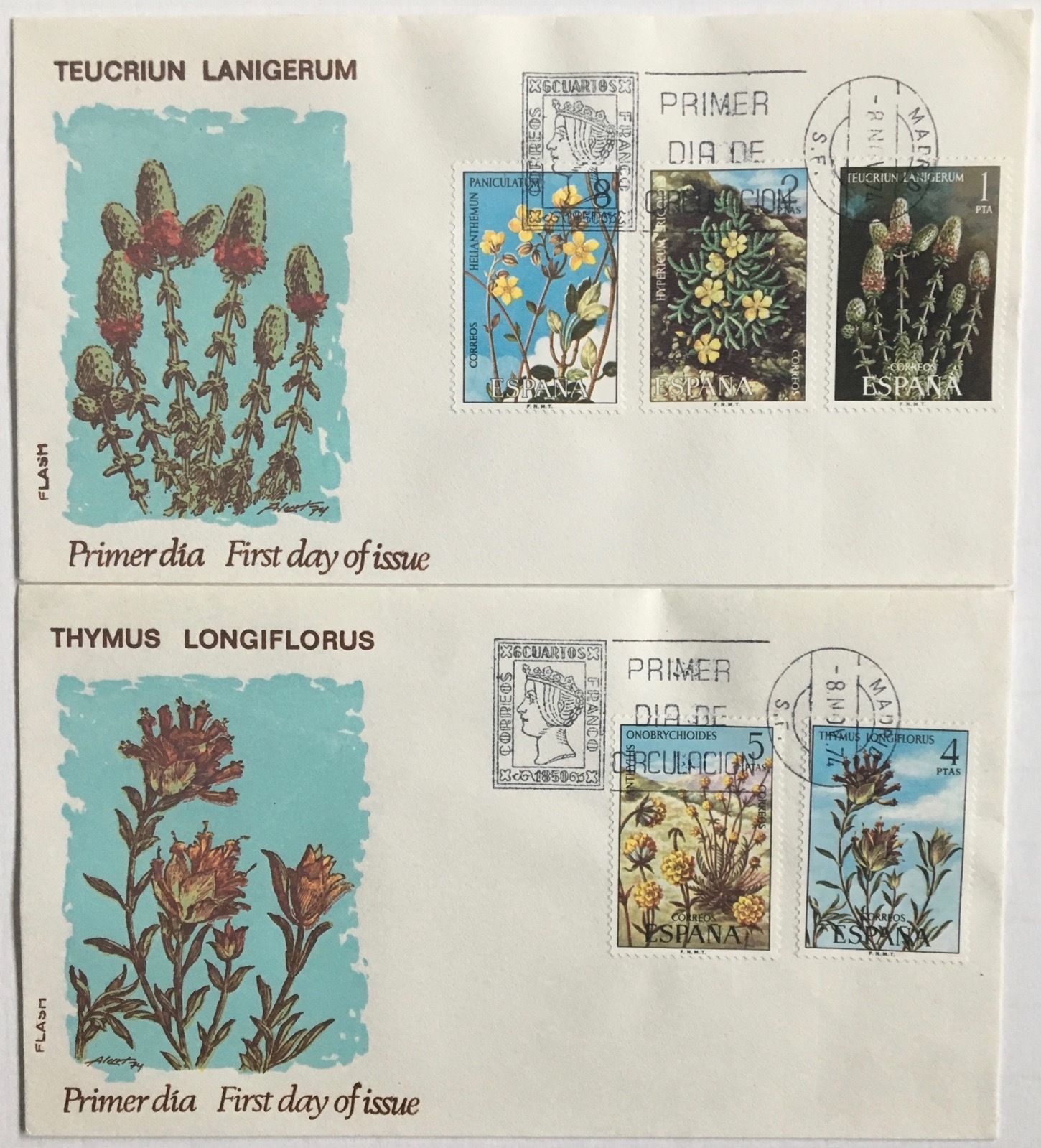 First Day of Issue Spanish Postal Stamps