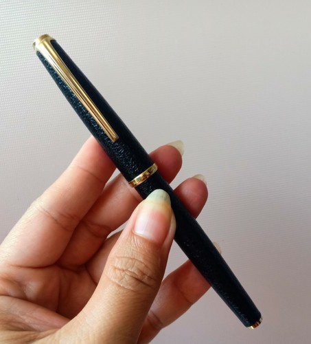 Rare Vintage PLATINUM Fountain Pen Leather Black 14K 