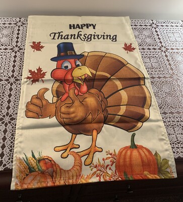 Thanksgiving Turkey Small Garden Flag Nylon Reversible 12 x 18 Inch Brand New
