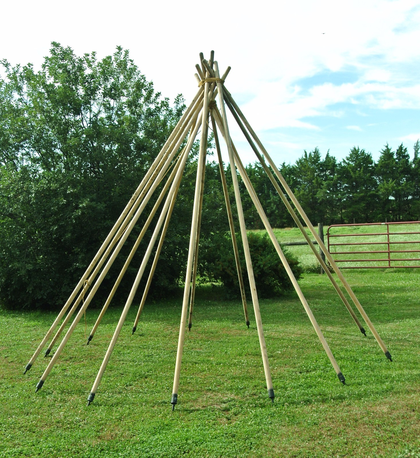 Wooden Tipi Teepee Tepe Poles with Iron Anchor 14'  long  Ash
