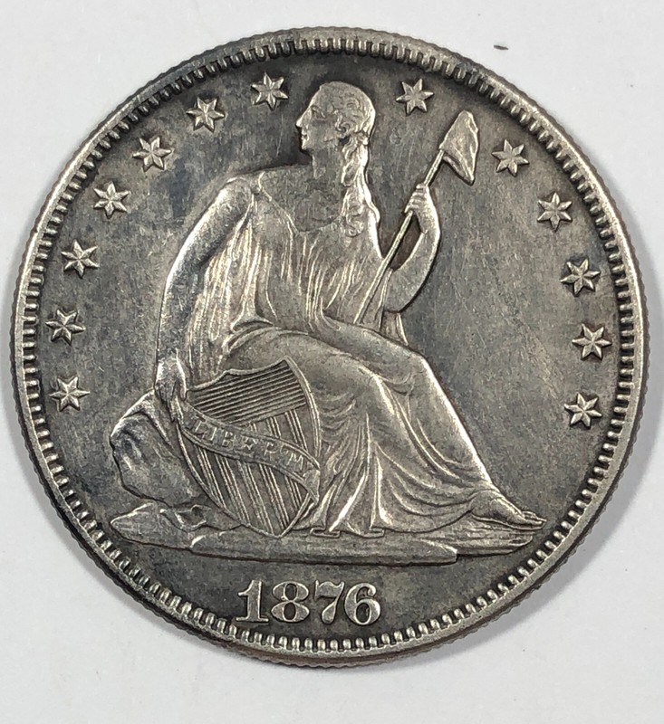 1876 Seated Liberty Half Dollar .50. almost Uncirculated Details.
