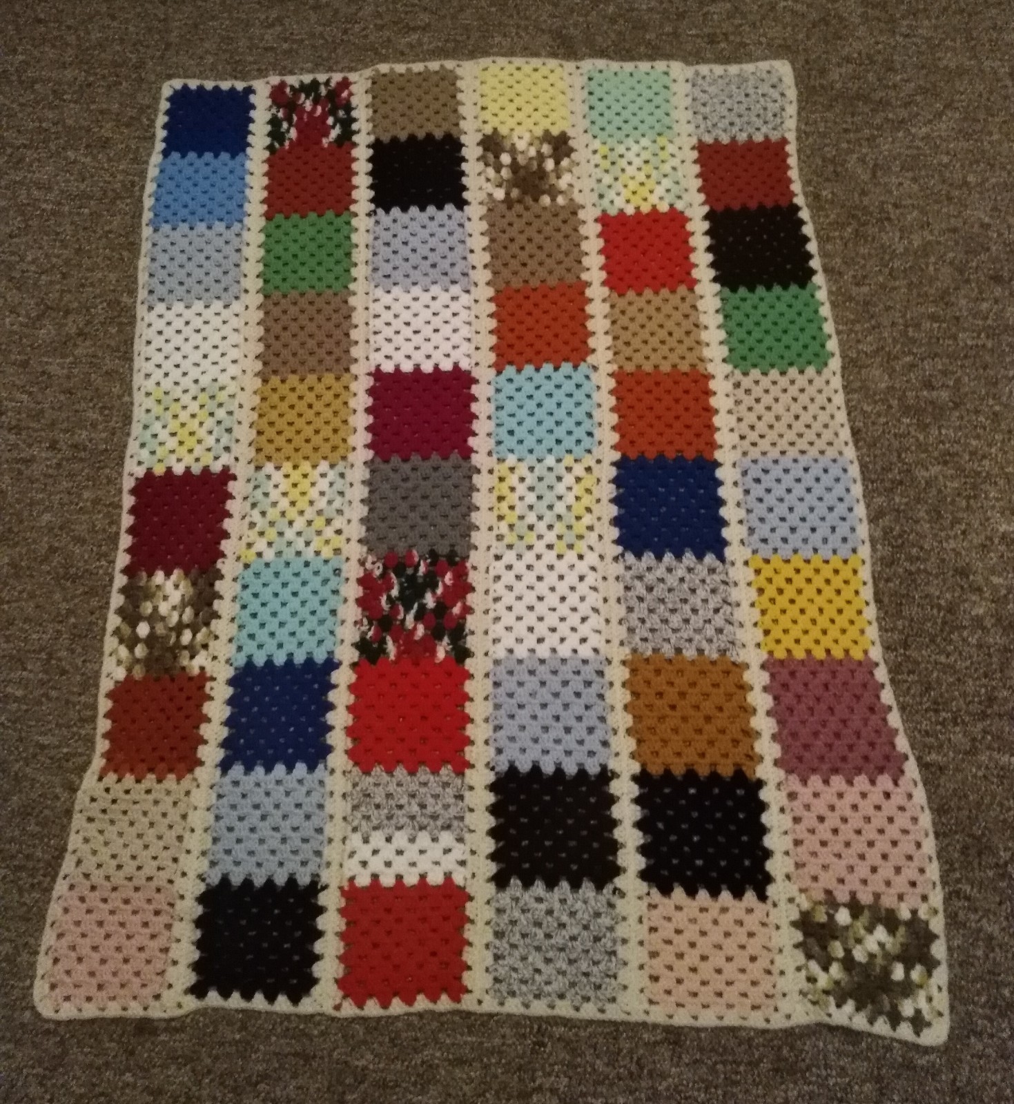 Vintage Granny Square Crochet Afghan Retro Throw/Lap Blanket 50