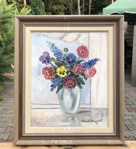 Unbek Painter Still Life With Spring Flowers On Window Sill