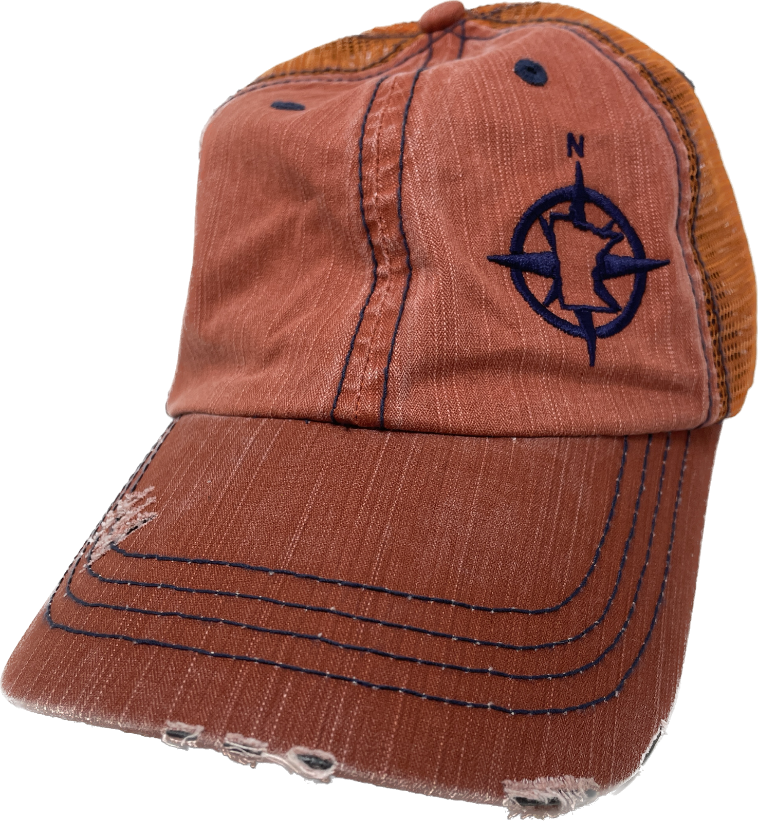 Minnesota Star of the North Distressed Ball Cap Mesh Back Embroidered Adj