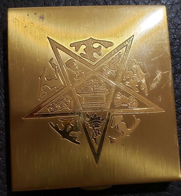 PRETTY VINTAGE SQUARE EASTERN STAR MIRROR POWDER COMPACT very nice