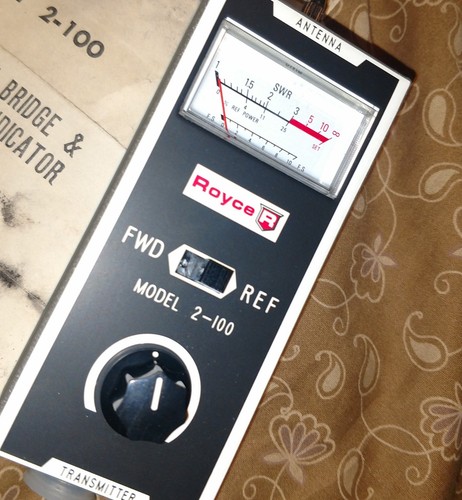 VINTAGE ROYCE MODEL 2-100 Field Strength& SWR POWER METER w Box& Manual NOS!