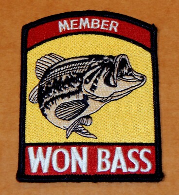 VINTAGE FISHING PATCH: WON BASS REMEMBER / MEMBERSHIP ~ ANGLER TOURNAMENTS