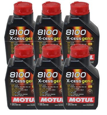 Motul 6 Liters 8100 X-cess gen2 SAE 5W-40 100% Synthetic Engine Motor Oil 6 x 1L