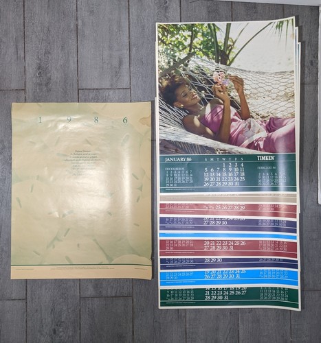 Vintage 1986 TIMKEN Calendar Complete Year - Retro 1980s