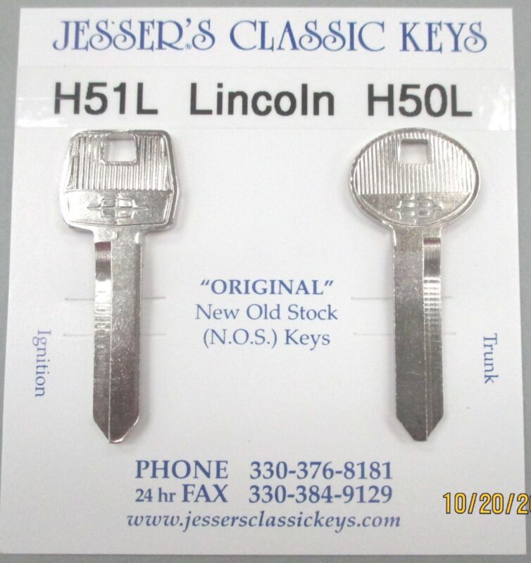Vintage Nos Lincoln Star Nickel Key Set Fits 1976 1977 1978 1979 1980 - 1984 