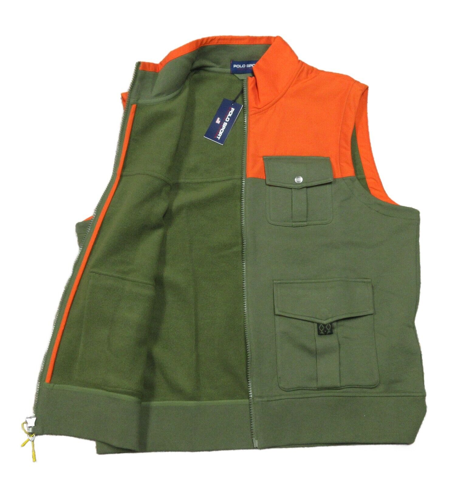 Polo Sport Ralph Lauren Men's Olive Green/Orange Fleece Polo Sport Ralph Lauren Men's Olive Green/Orange Fleece